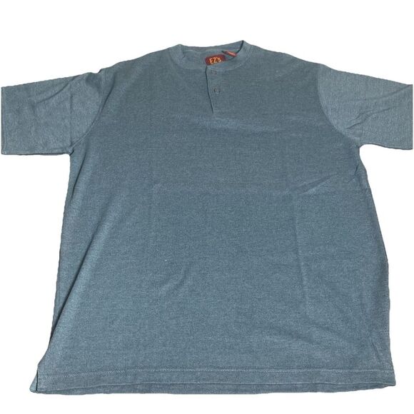 EZ’s by Haggar Men’s Henley Shirt Teal Short Sleeve Size M Casual Top - Picture 4 of 7